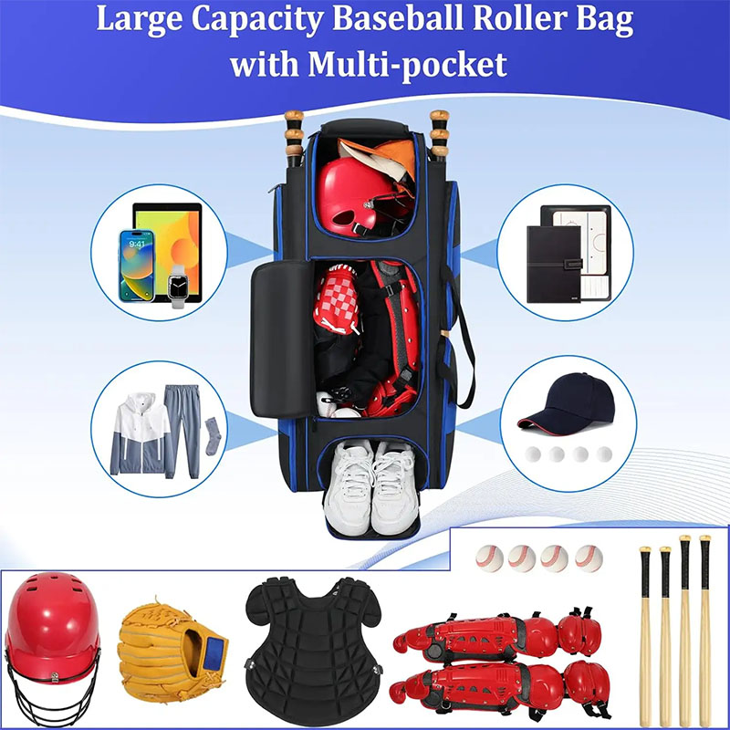 China Multi-pocket Baseball Roller Bag for softball supplier
