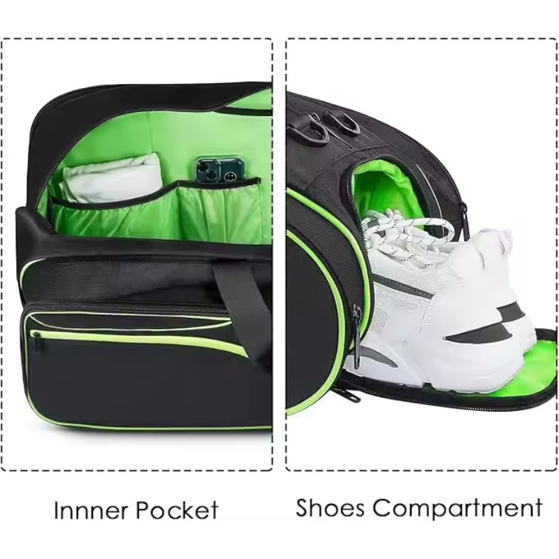 High-capacity tennis bag with shoe organization