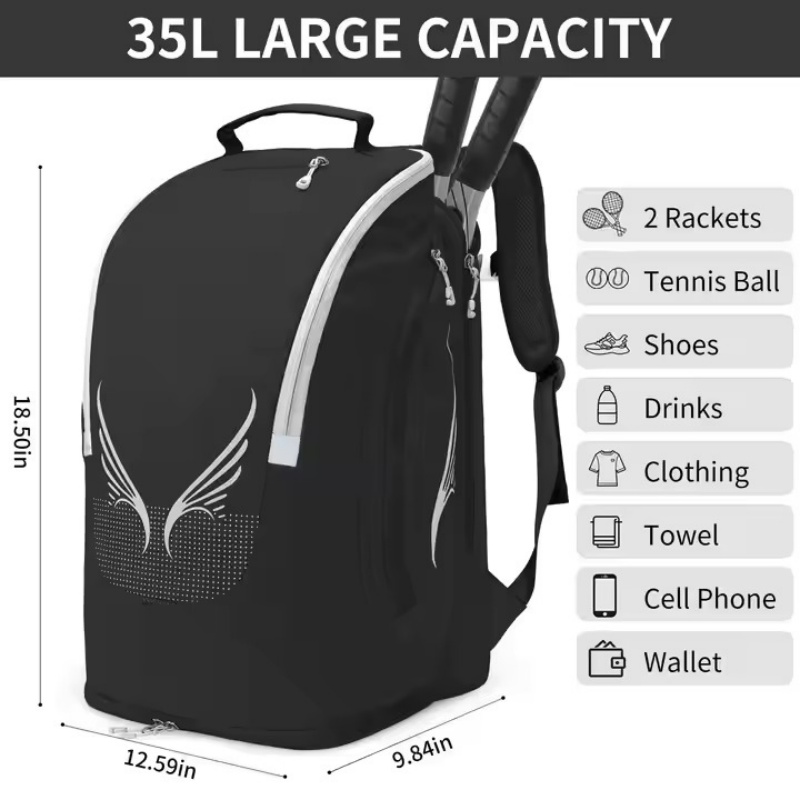 35L capacity tennis backpack