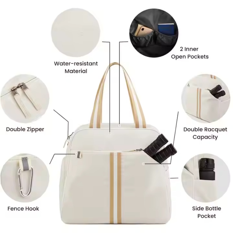 Women's pickleball duffle bag with compartment