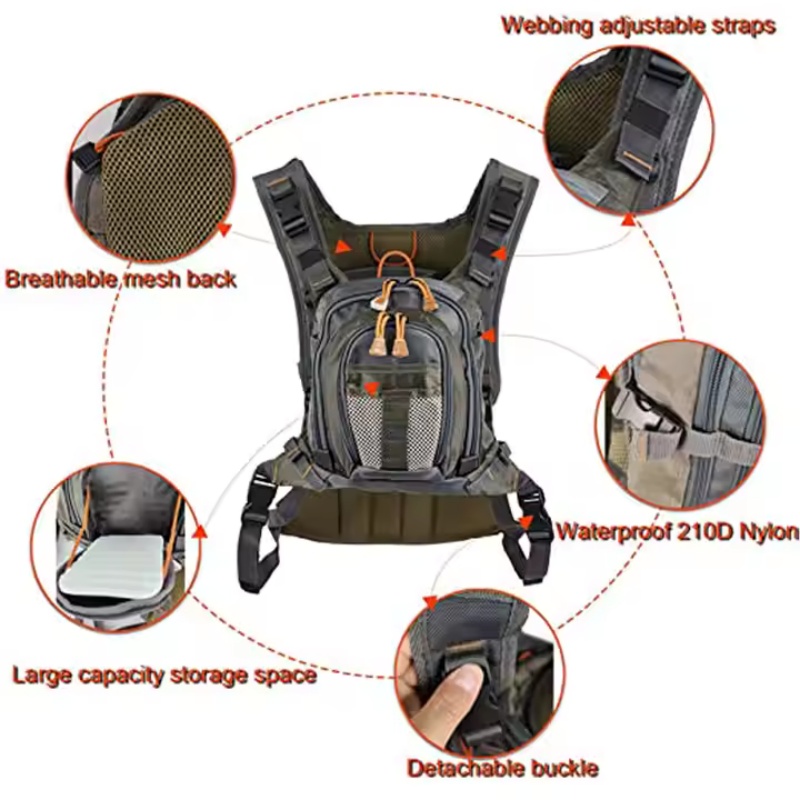 Water-resistant fly fishing vest bag