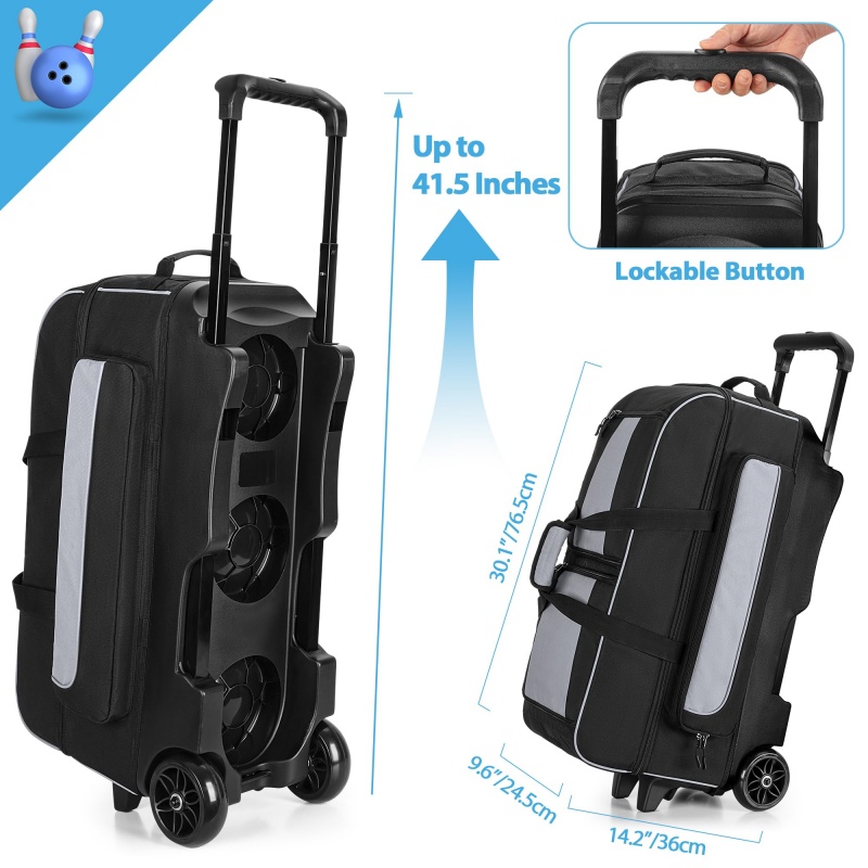 Large wheeled bowling bag for easy transport