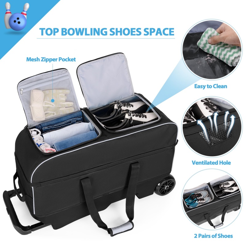 Bowling ball bag with retractable telescopic handle
