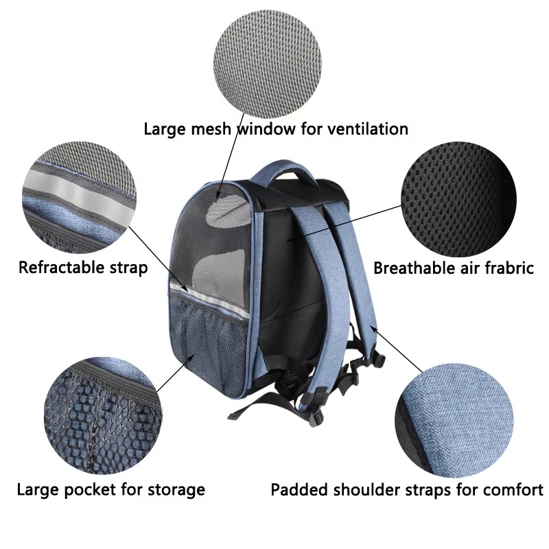 Pet backpack with adjustable ventilation windows