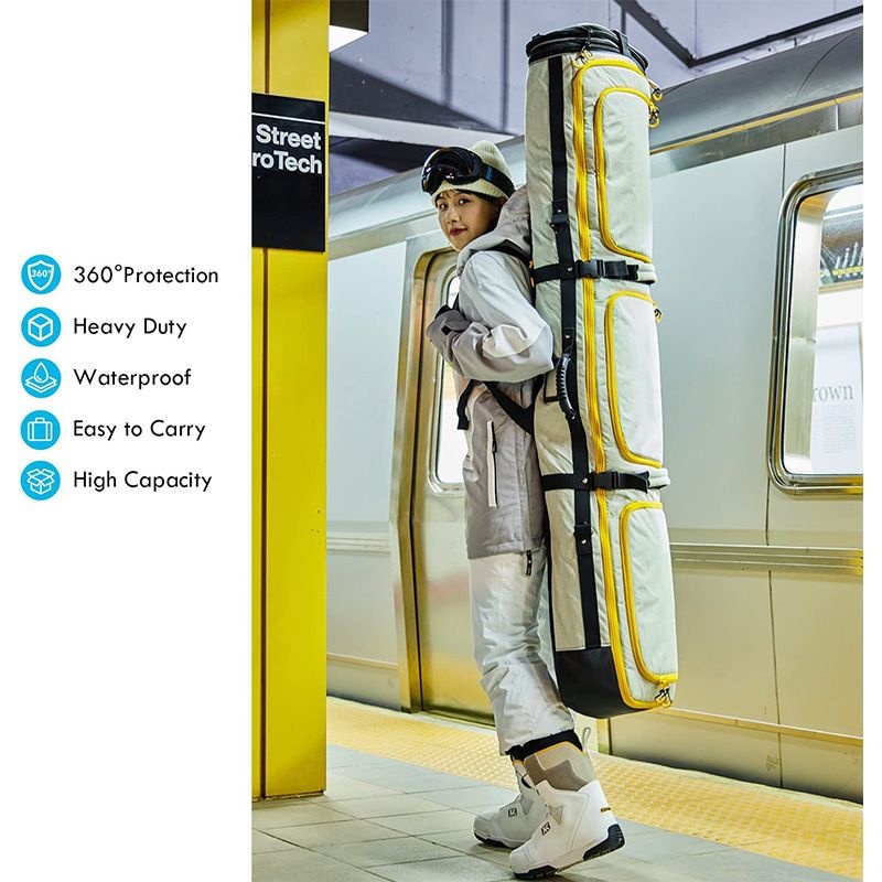Travel-friendly snowboard carrying case