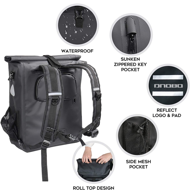  Custom PVC Bicycle Roll Top Commuting Pannier Bag