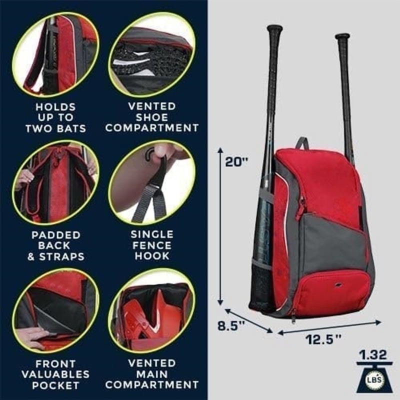 Versatile baseball equipment storage backpack