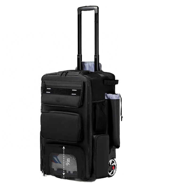 Versatile wheeled baseball bag with shoe pocket