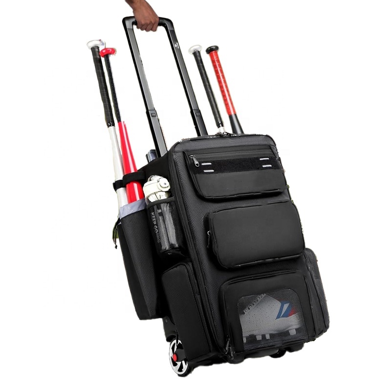 Rolling equipment bag for baseball players