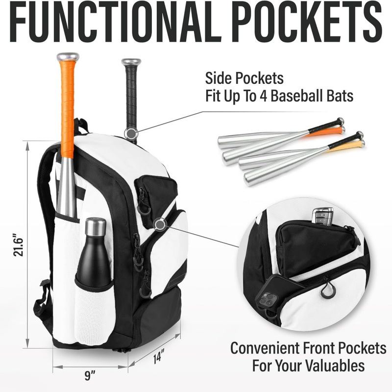 Large capacity bat storage backpack